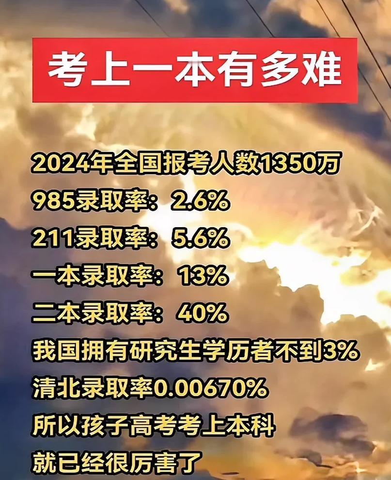 考上一本到底有多难？来看看下面这组数据就知道了！2024年全国高考报考人