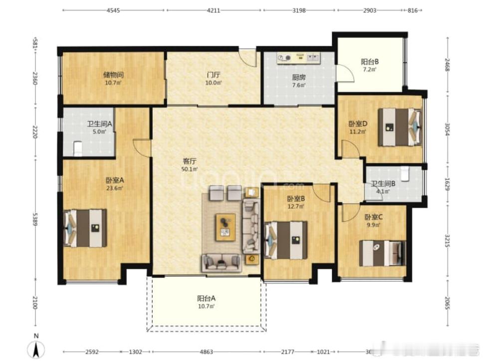 石芽岭有个小区叫来座山，80多平的户型真的非常夸张，