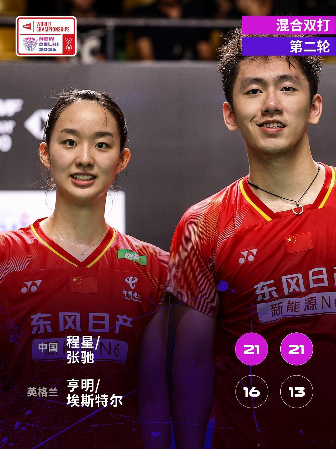 2026年羽毛球世锦赛次轮赛况🔥程星/张驰2-0亨明/埃斯特尔星驰组合直落两