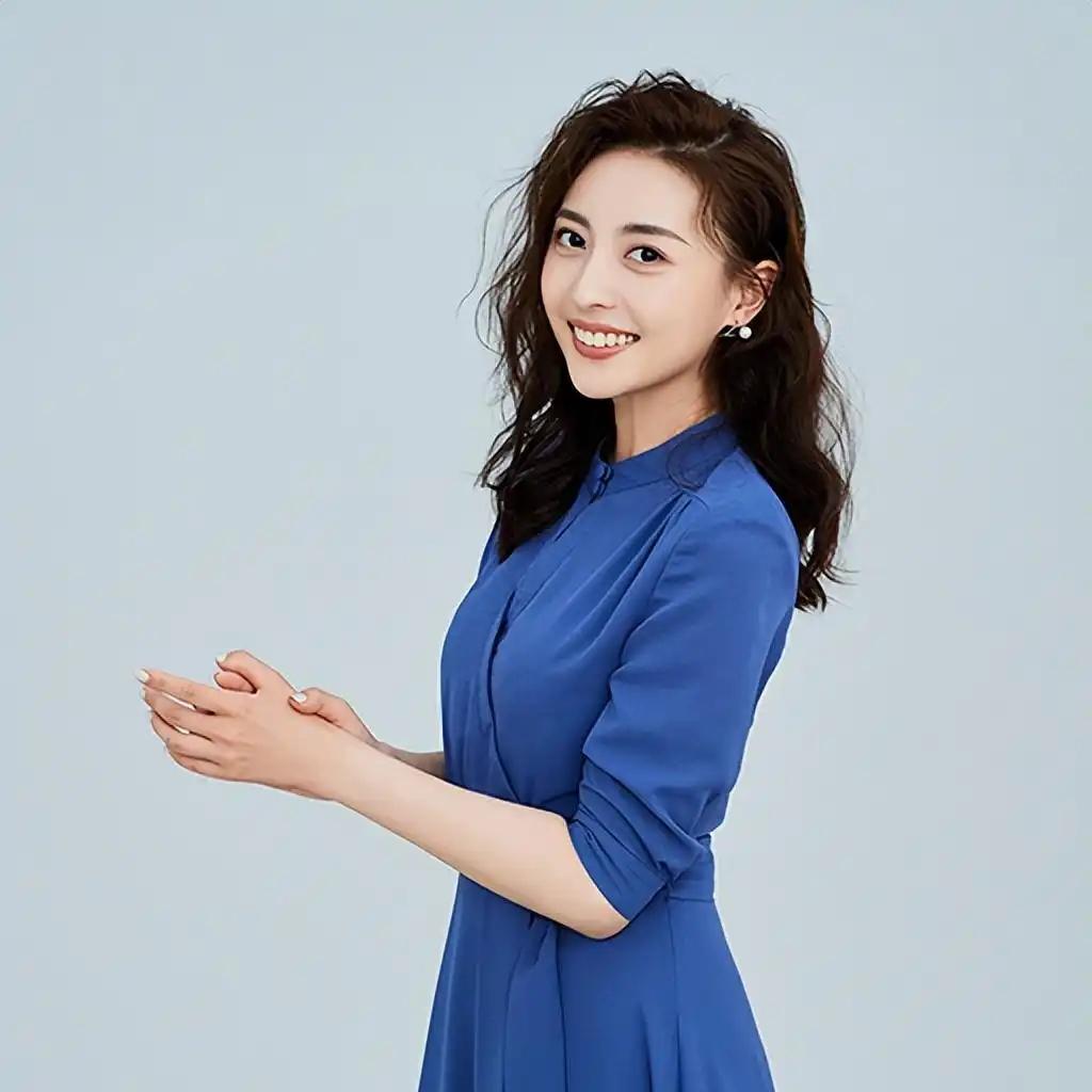 她长得好漂亮啊，比主持人马凡舒和刘心悦的颜值高。她一头乌黑柔顺的长发，清澈明