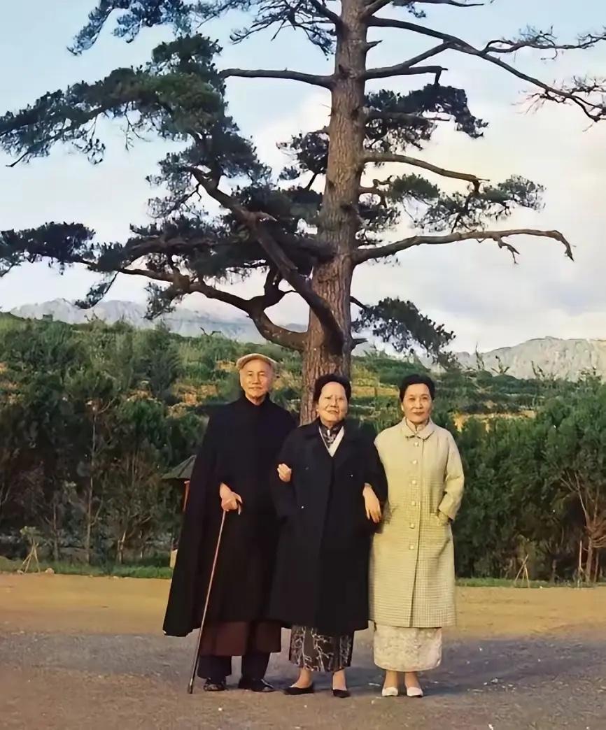 1969年，宋霭龄赴台过80岁生日时，与蒋校长和宋美龄的一张合影，镜头中宋霭龄因