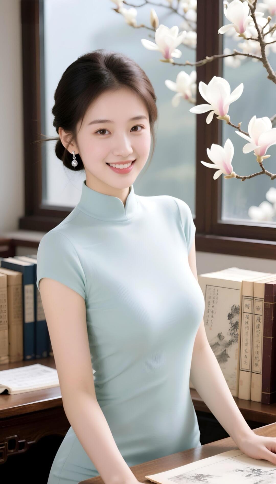 温婉书香，笑靥如花，静享阅读时光。