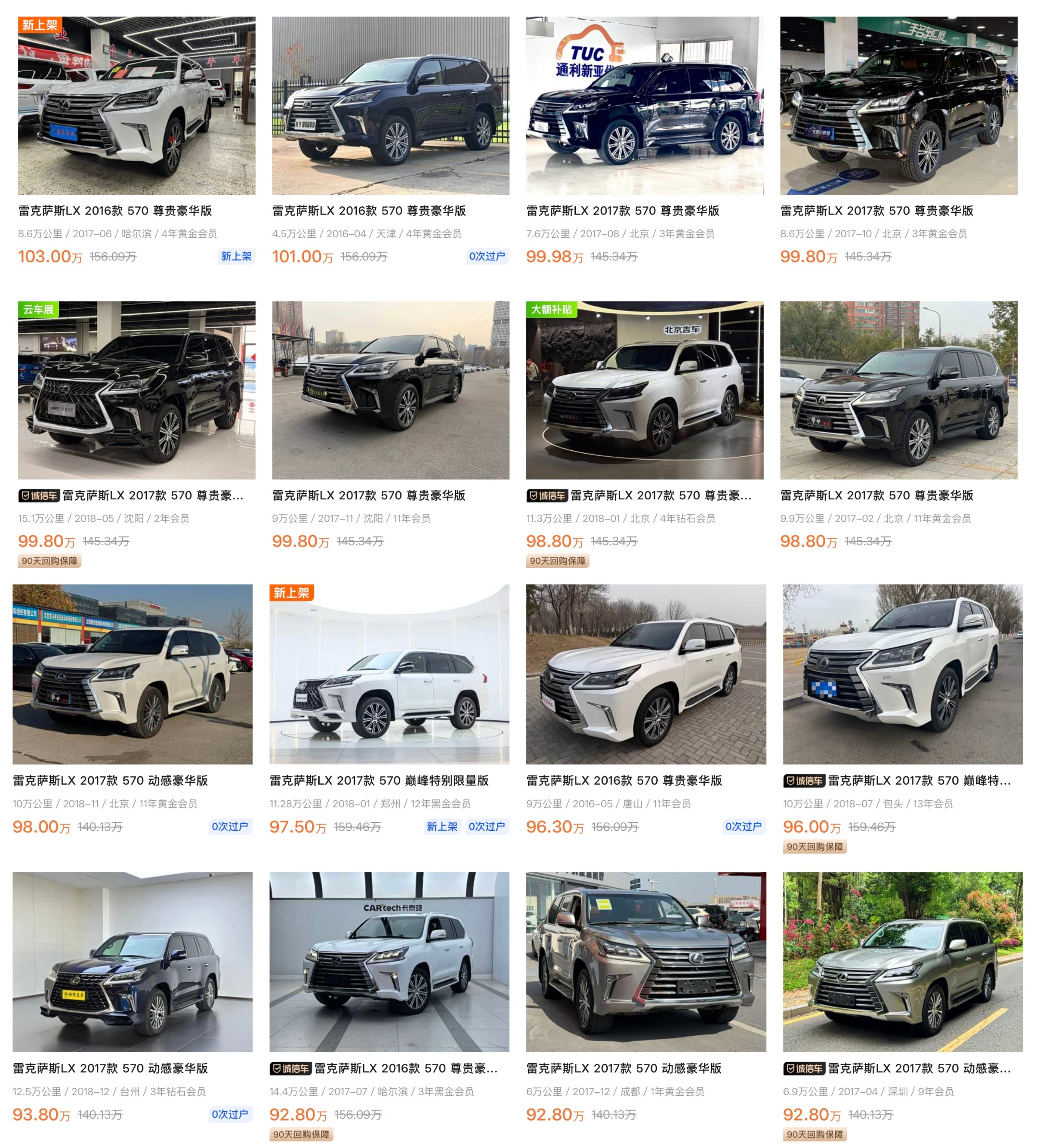 LX570的价格好离谱啊准新车能卖到250万，开了几万公里的二手中东版也要200