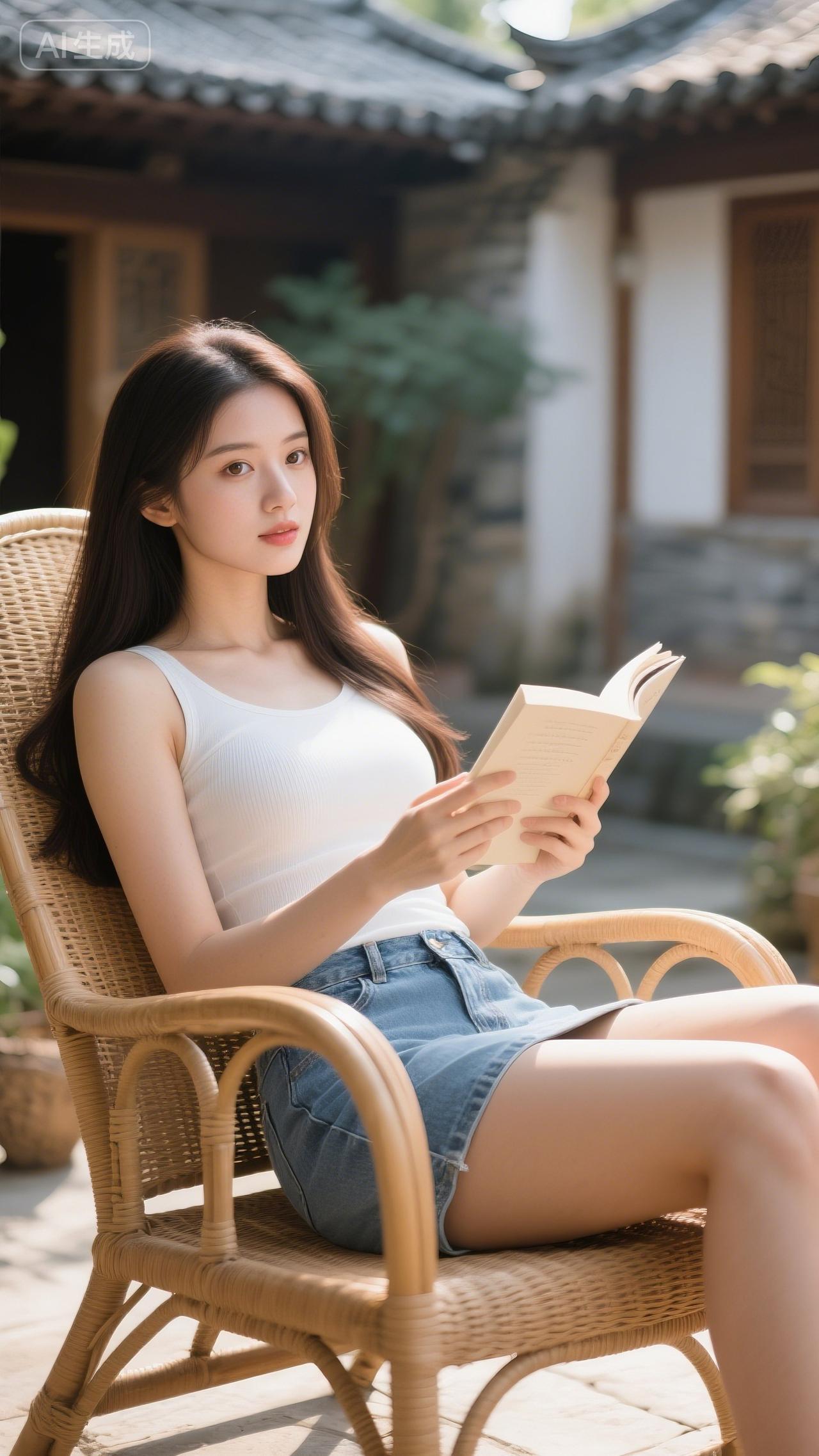 白背心+牛仔裙，慵懒松弛感太戳人灰色背心裙穿搭白色背心裙搭配吊带牛仔裙穿搭