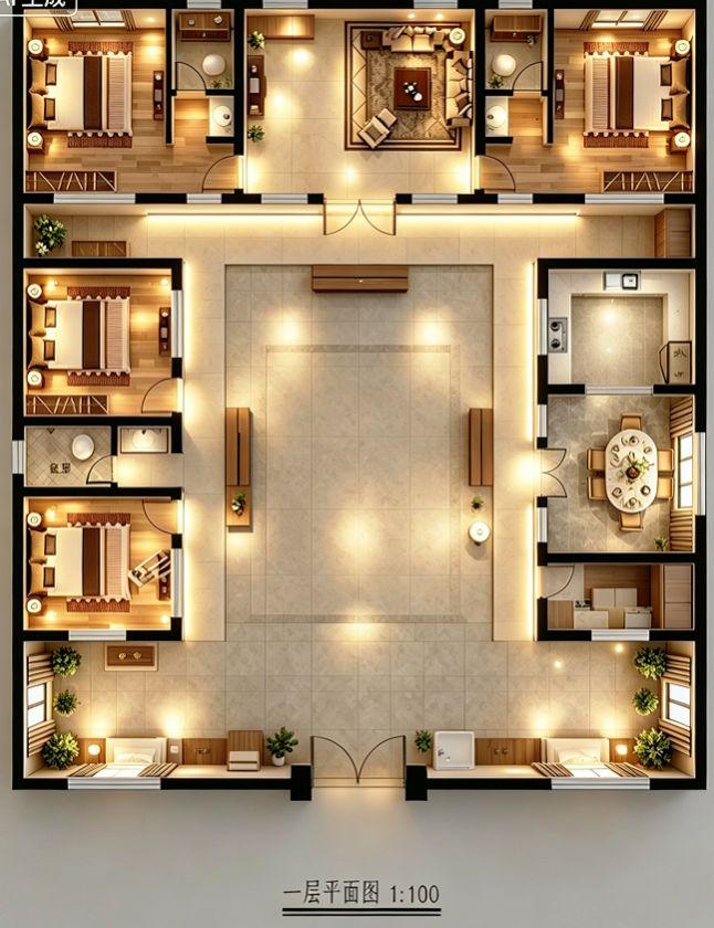 适用于全中国的三合院布局。农村自建房农村自建别墅设计自建房别墅