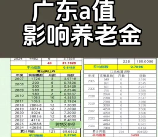 广东省养老金特别因为广东省养老金计算中有“a”a是一个修正系数当