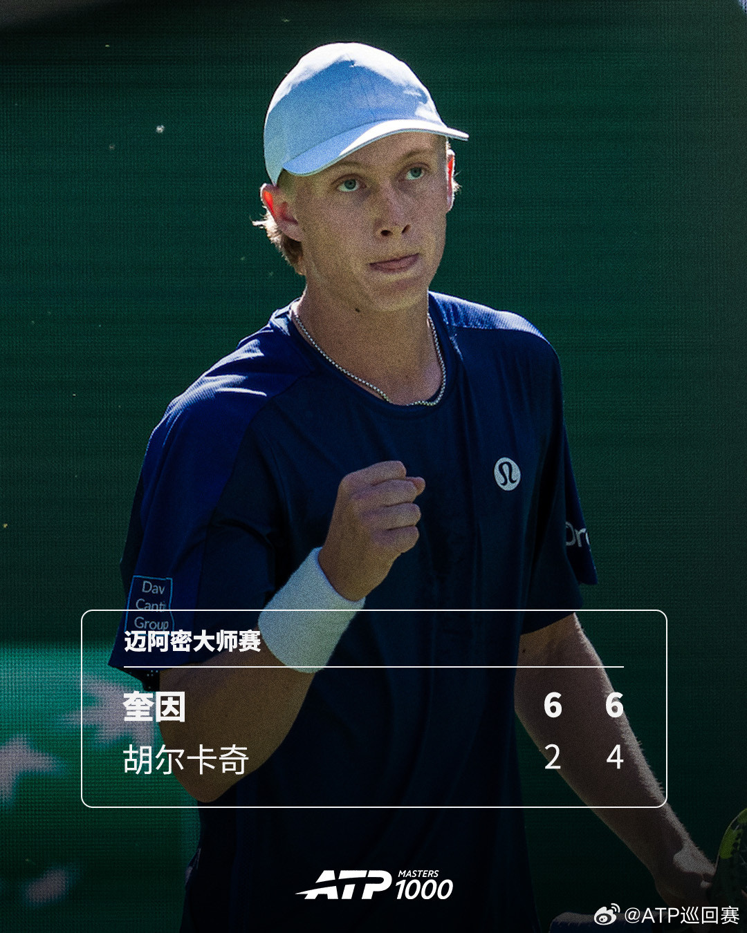 延续连胜势头🔥ATP1000迈阿密大师赛首轮，凤凰城挑战赛冠军奎因以6-2