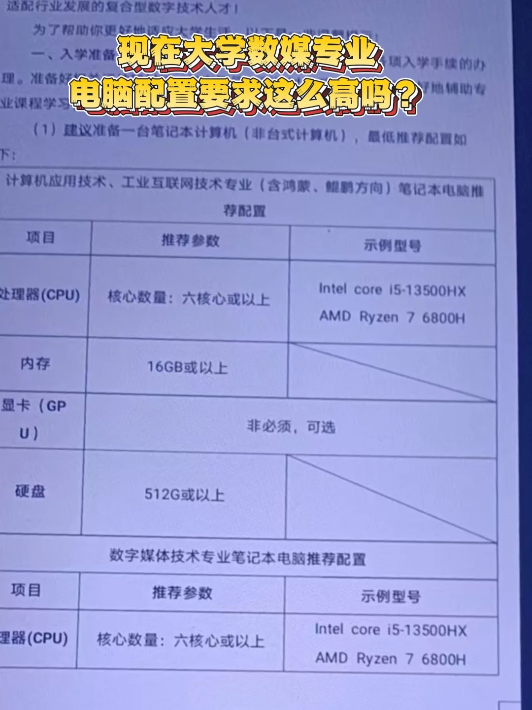现在大学电脑配置要求都这么高了嘛？