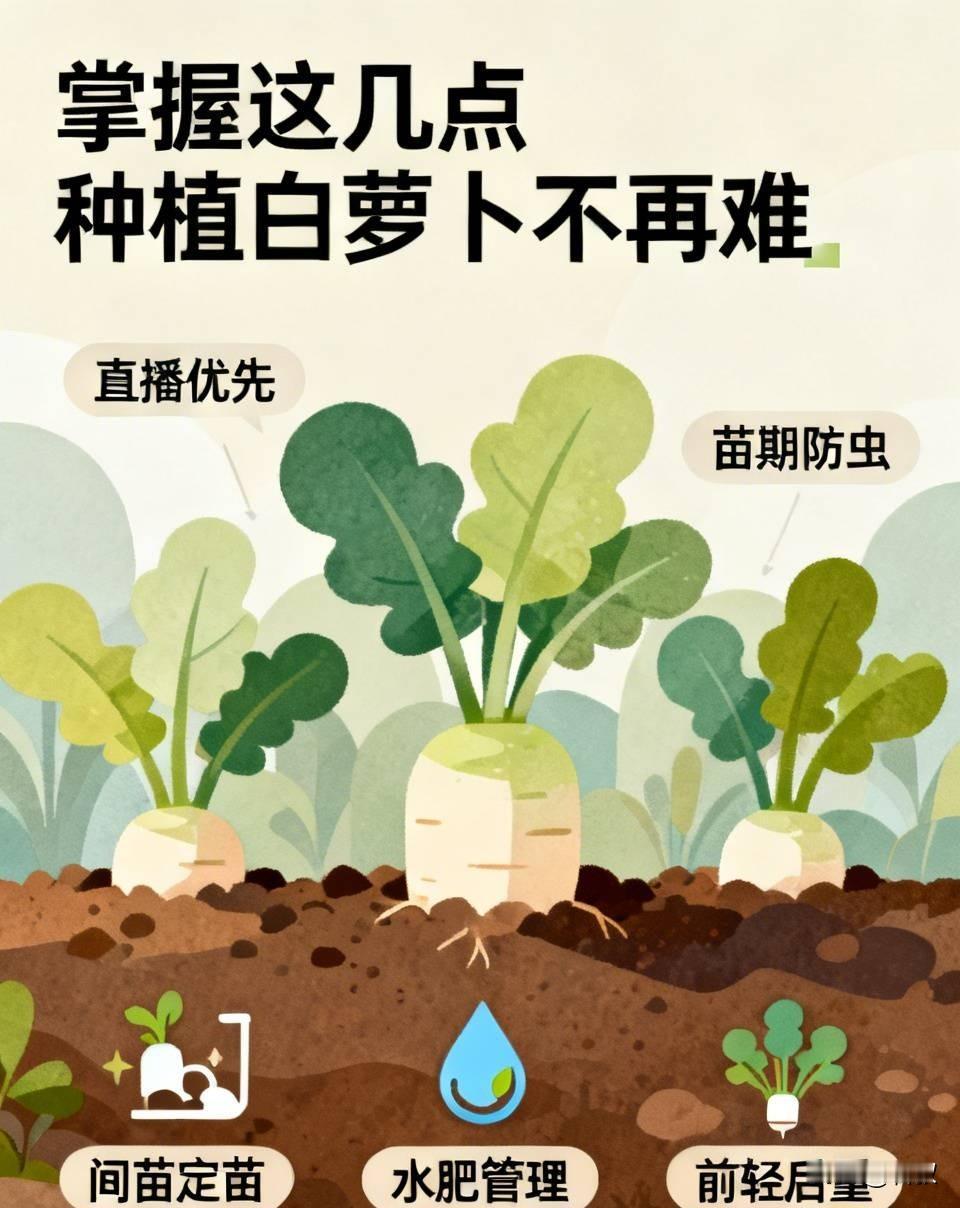掌握这几点种植白萝卜不再难很多菜友种白萝卜，要么个头小，要么空心、发苦。想