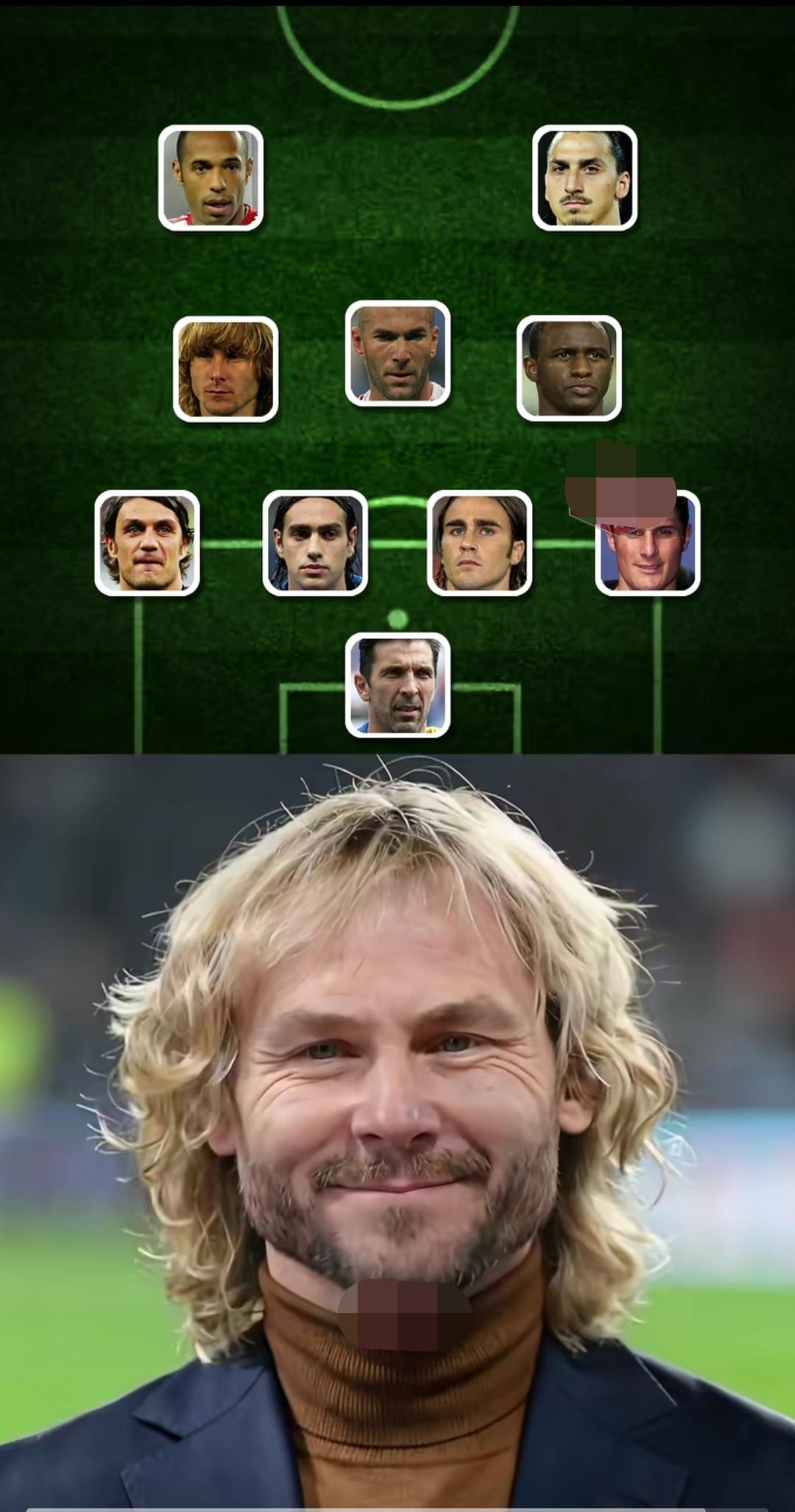 内德维德心目中的历史最佳阵容:门将:布冯后卫线:马尔蒂尼、内斯塔、卡纳瓦罗、