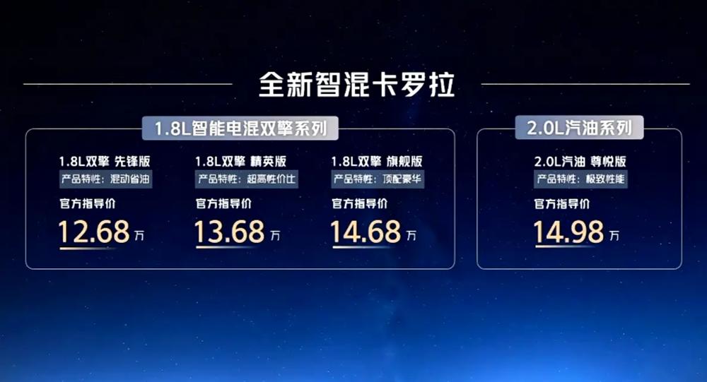 全新智混卡罗拉上市，厂家直销价直接干到9.90万起！丰田这是又做了把“价格屠夫