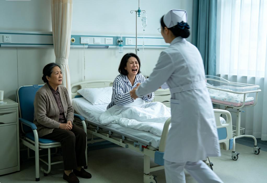 生完孩子不到两小时，产妇就骑在婆婆身上扇耳光。血顺着大腿根往下淌，在地上洇开一片