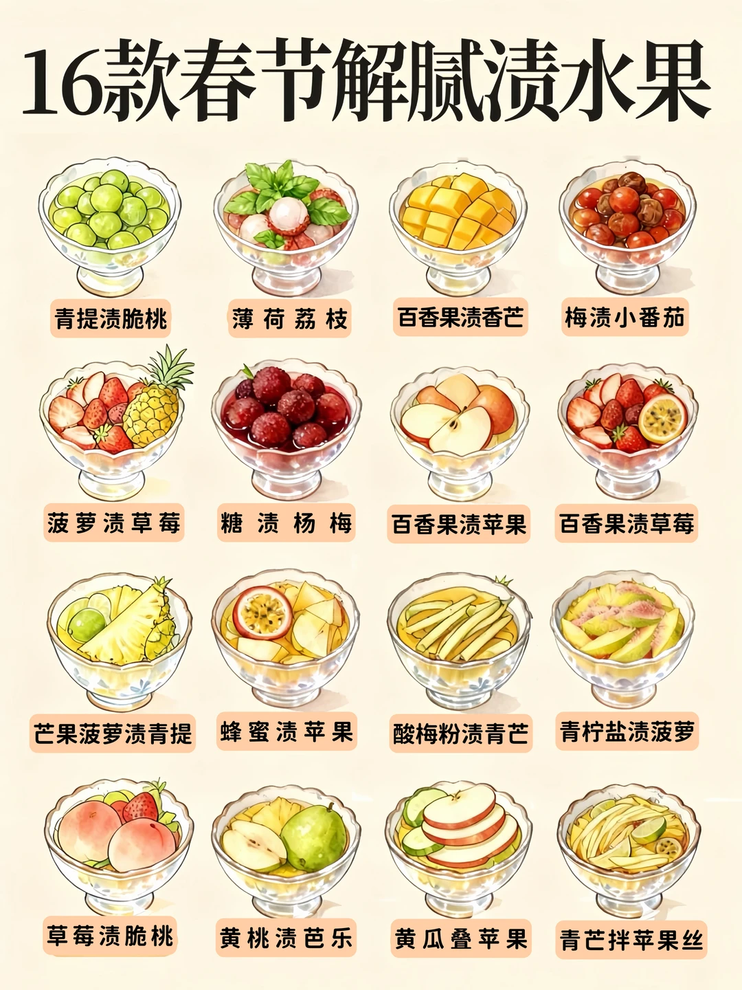 春节16种清爽解腻的渍水果🍎年夜饭必备