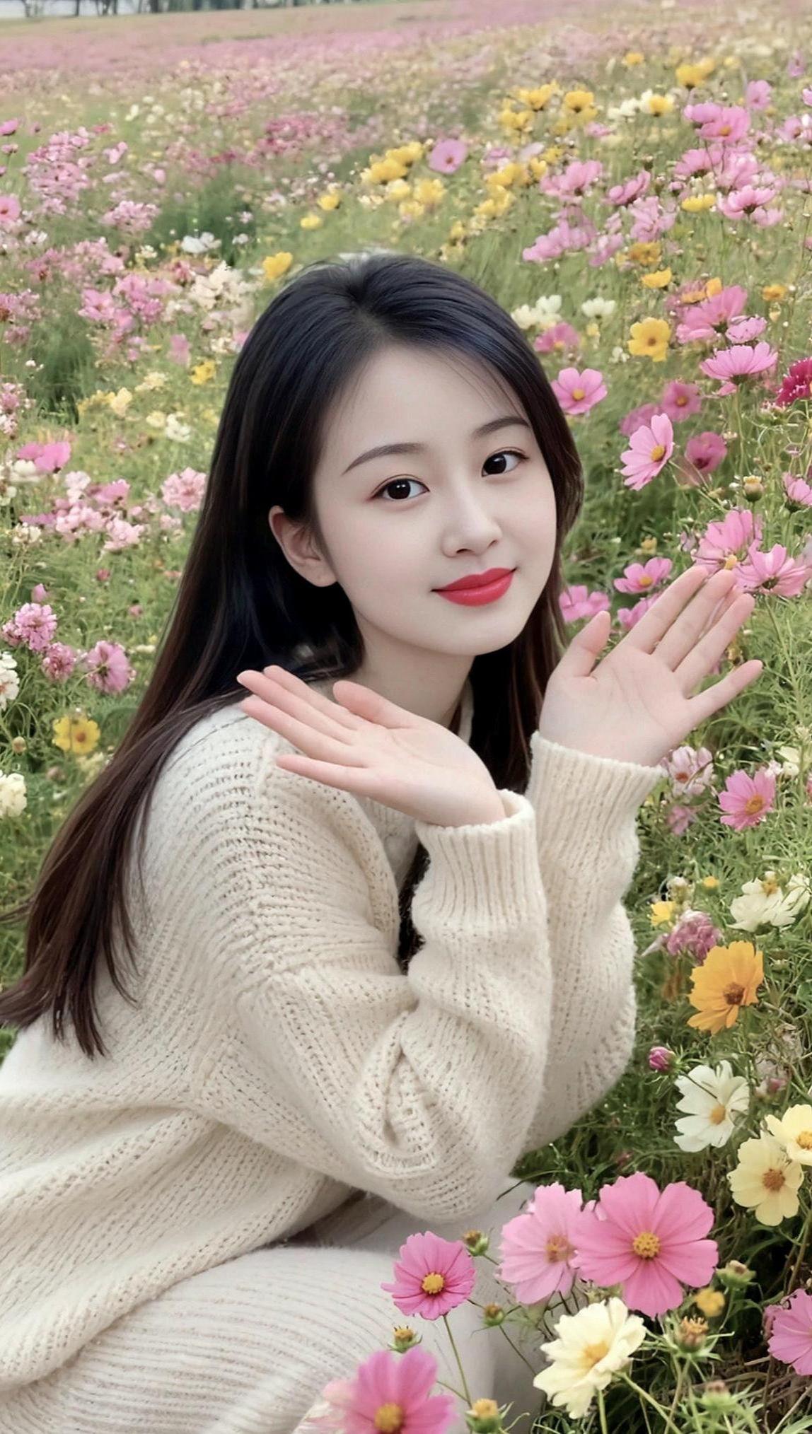 花海生活照甜系女孩清纯甜美气质穿搭清新自然