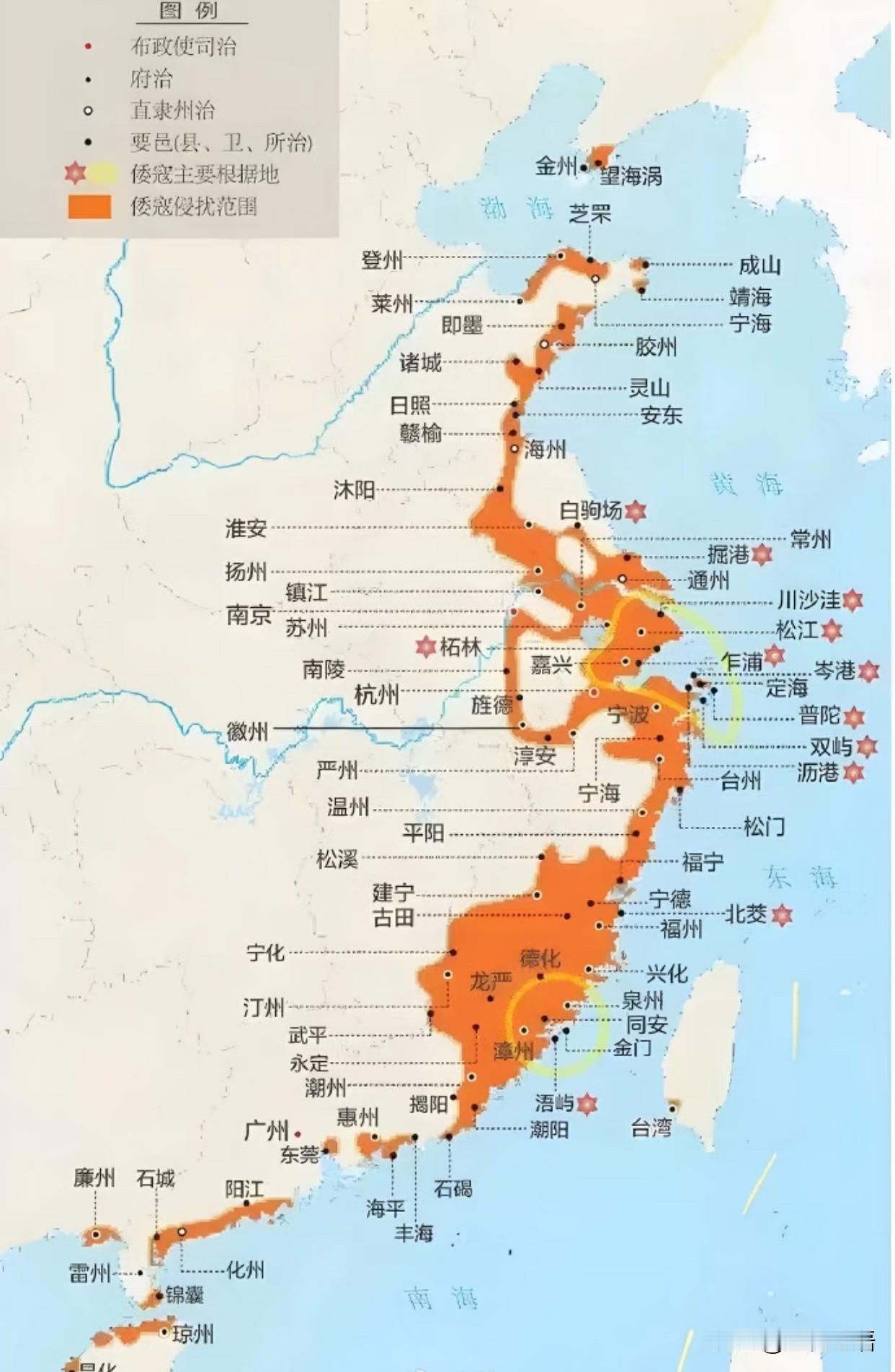 明朝抗倭有多难？看地图就懂了！谁能想到！明朝的倭寇祸害，比想象中严重10倍