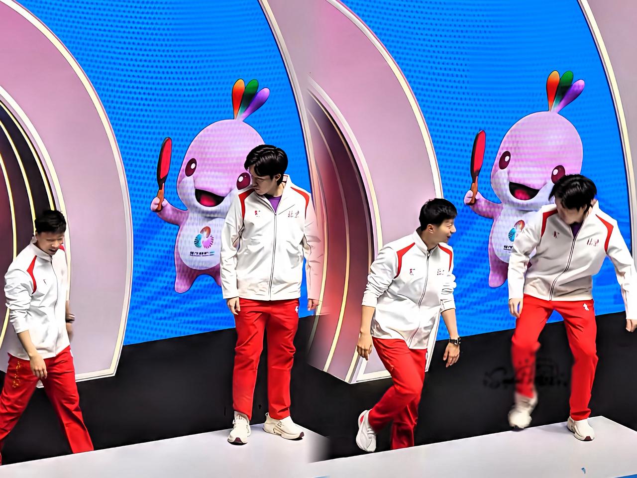 头哥可太逗了！男团颁奖，司仪话还没说完，他好家伙一个箭步就窜上奖台了。