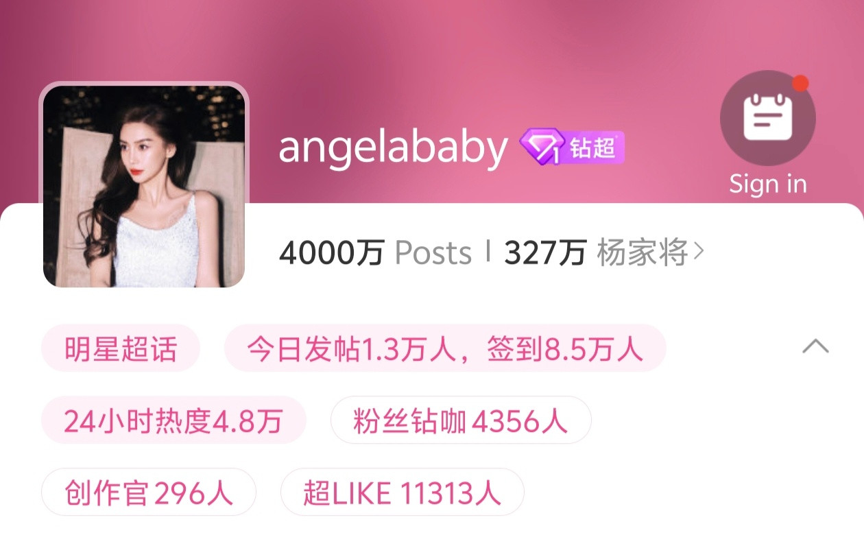 【Angelababy】angelababy超话发帖量破4000万Angela