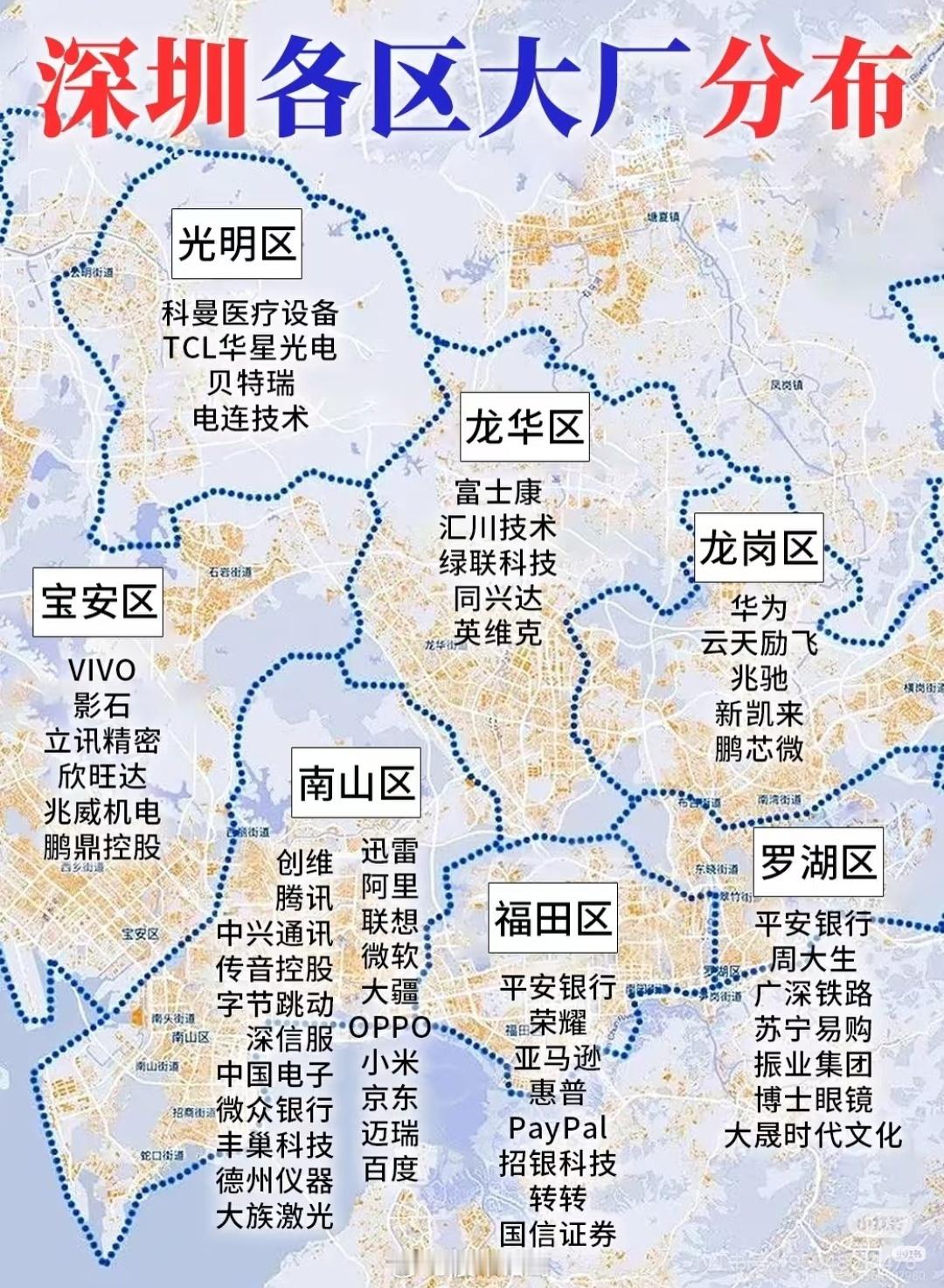 深圳各区大厂分布图：