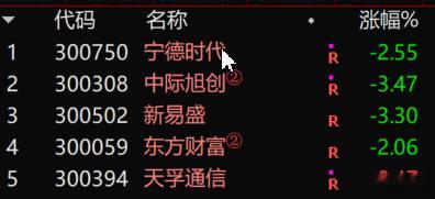 S-创业板指数里面，昨天是中际旭创，今天是天孚通信，干扰了指数，都是前五的权重股
