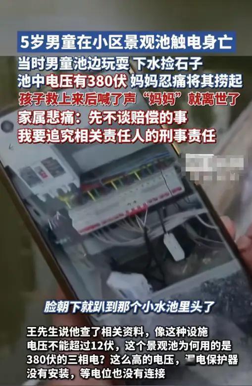 我有种感觉，这样的意外迟早还会出现。近日，内蒙古某小区，一名5岁男童在景观池