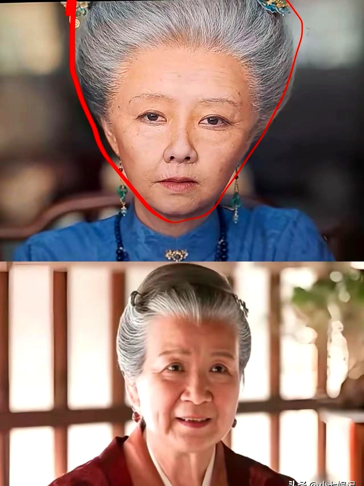 谭松韵演80岁的许兰香，这个老年造型一出来，不少人看愣了。最明显的就是那个头包。正常人老了哪有这么多