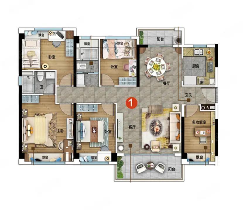 房子是人的根，这户型，就是把根扎得稳稳当当，日子过得踏踏实实。四室两厅两卫