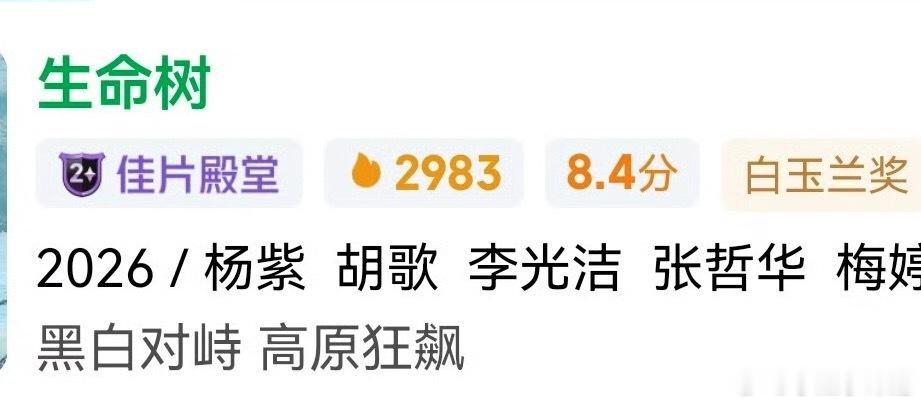 生命树被标注白玉兰奖看来黑子都知道生命树提名了白玉兰啊？还8项提名？赶紧看看这么