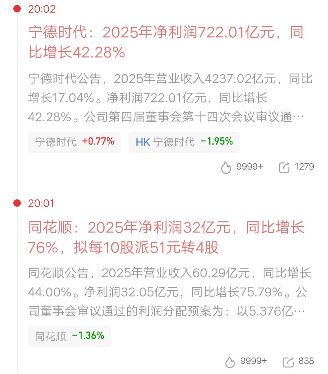 电池龙头，券商龙头双双发布2025年报，宁德时代营收4237亿，同比增长17%；