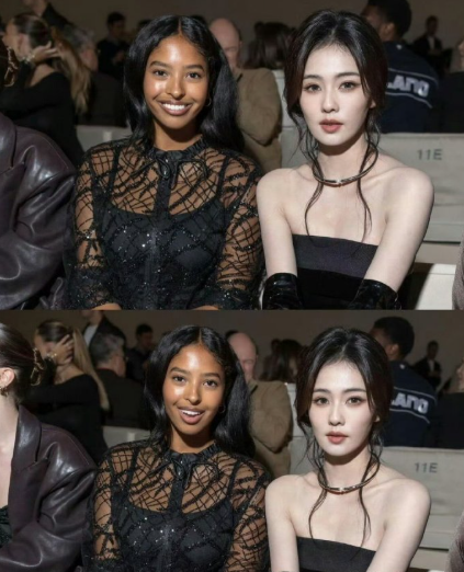 白鹿和外国美女合照，这皮肤反差感太萌了