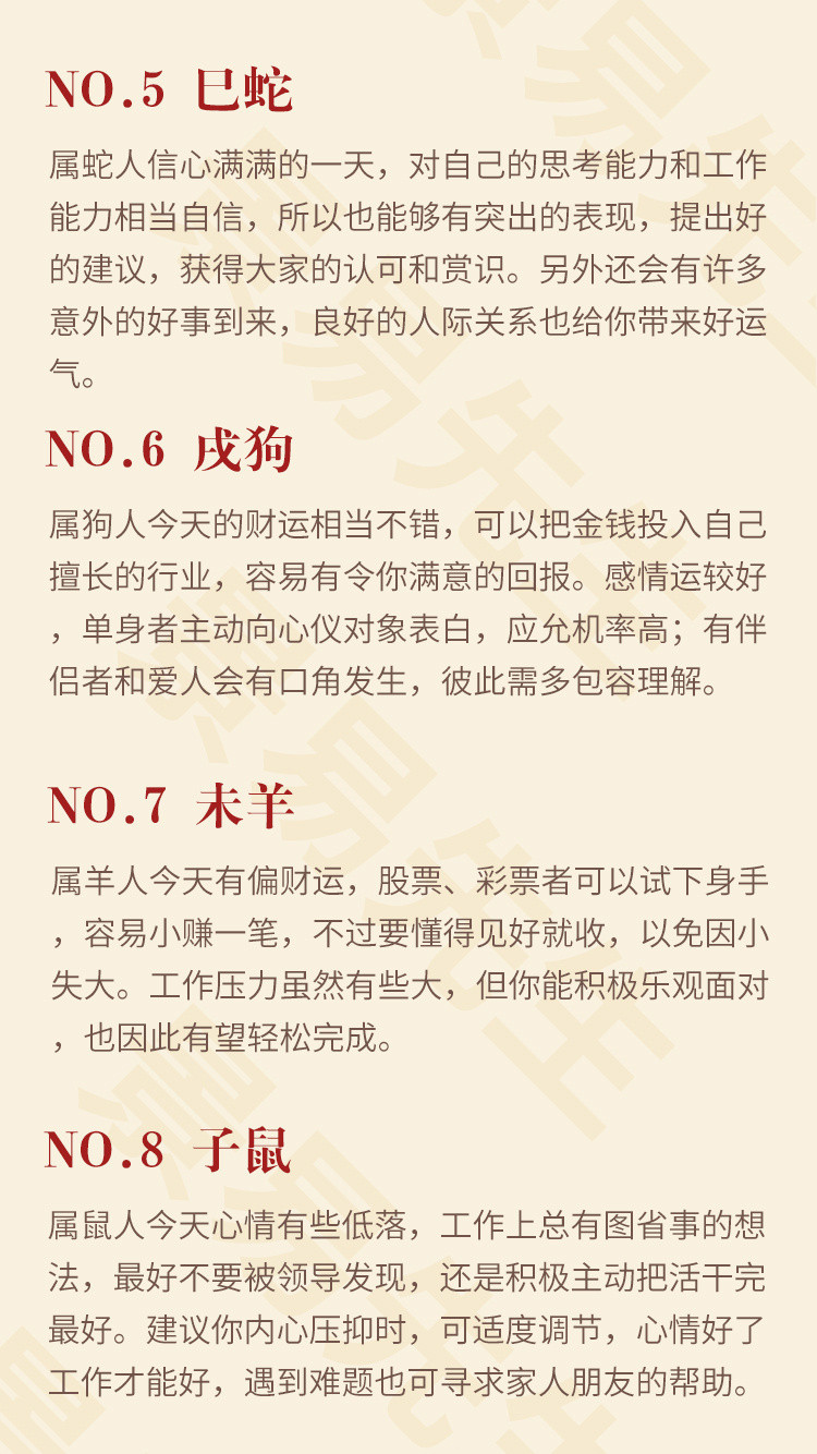 【十二生肖明日运势】农历八月初六（丙午年丁酉月癸巳日）。特吉生肖：牛、鸡、龙需要注意：兔、虎、猪​​