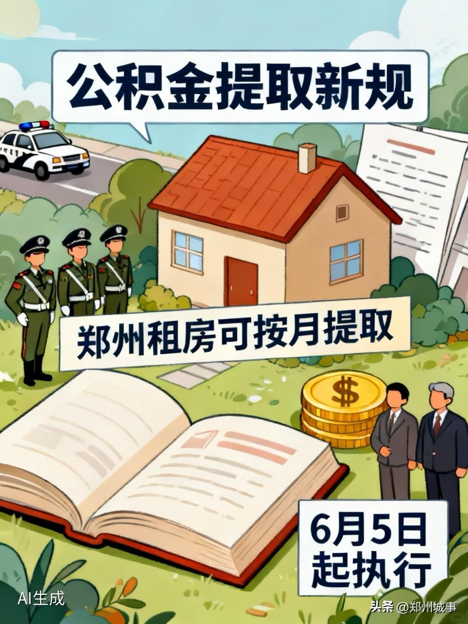公积金提取新规来了，郑州租房的人注意这笔钱昨天公积金出了个新规，6月5号开始