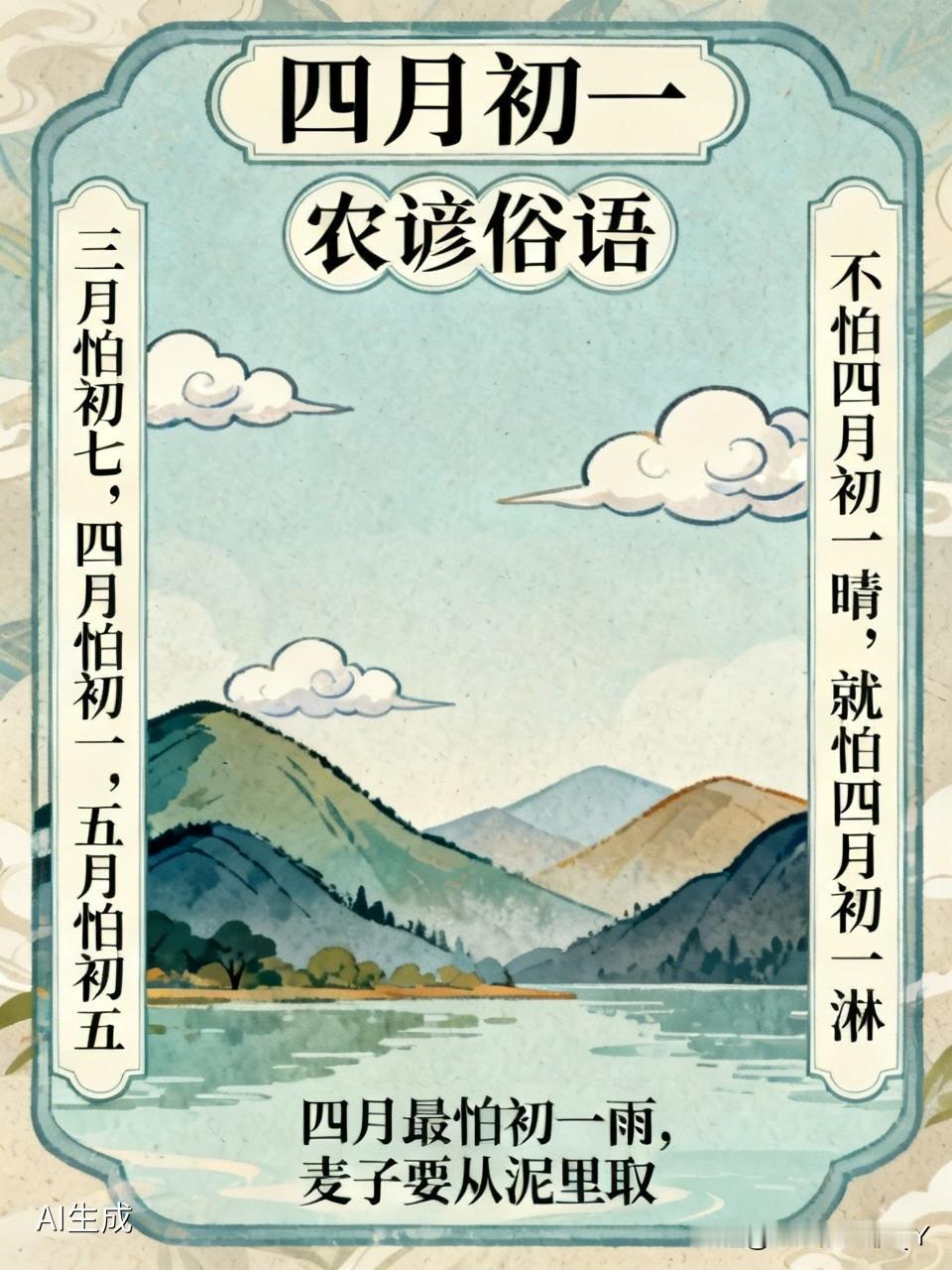今天是四月初一民间俗语（以农谚为主）一、总诀类-三月忧初七，四月惧初一，五
