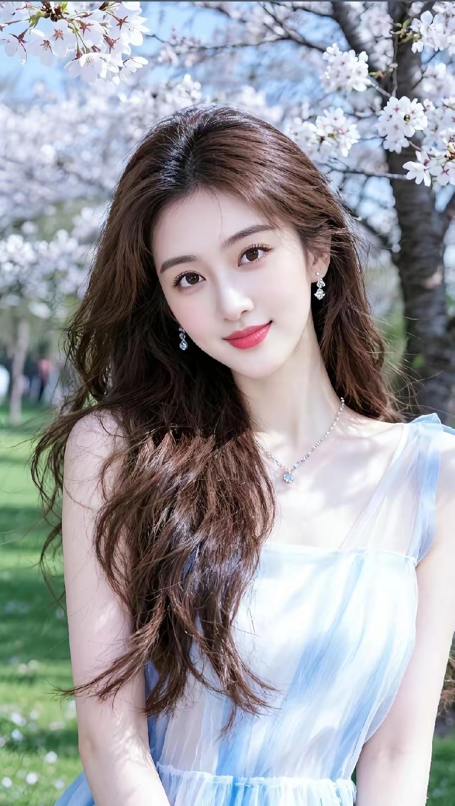 樱花树下，甜美少女，春日浪漫