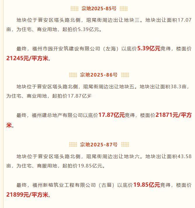 国企兜底、零溢价！琯尾街土拍落槌，43亿砸向市中心。1月16日，2025年福