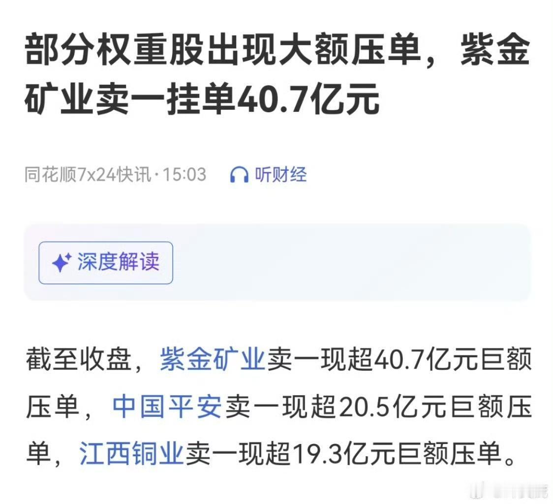 A股尾盘再现“史诗级压单”！1月26日收盘前3分钟，紫金矿业卖一位置突然挂出10