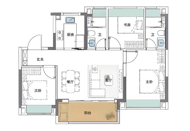 “三室朝南”好久不见, 650万, 汀雲台99㎡户型怎么样?