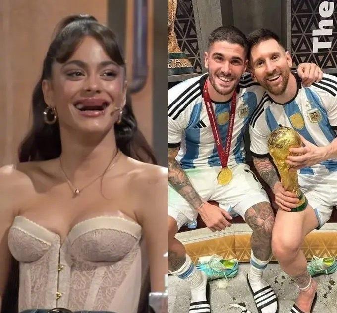 "梅西第一护卫"实锤！德保罗女友蒂尼近日在eldoce节目爆料，世界杯夺冠庆祝派
