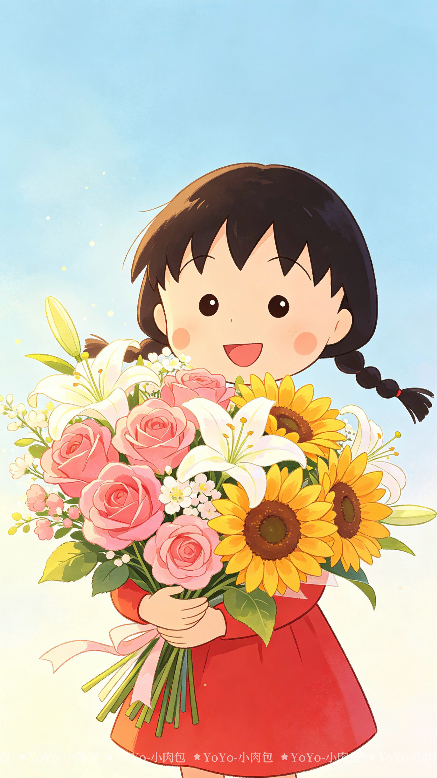 不重样「小丸子花束插花」樱桃小丸子樱桃小丸子动漫壁纸