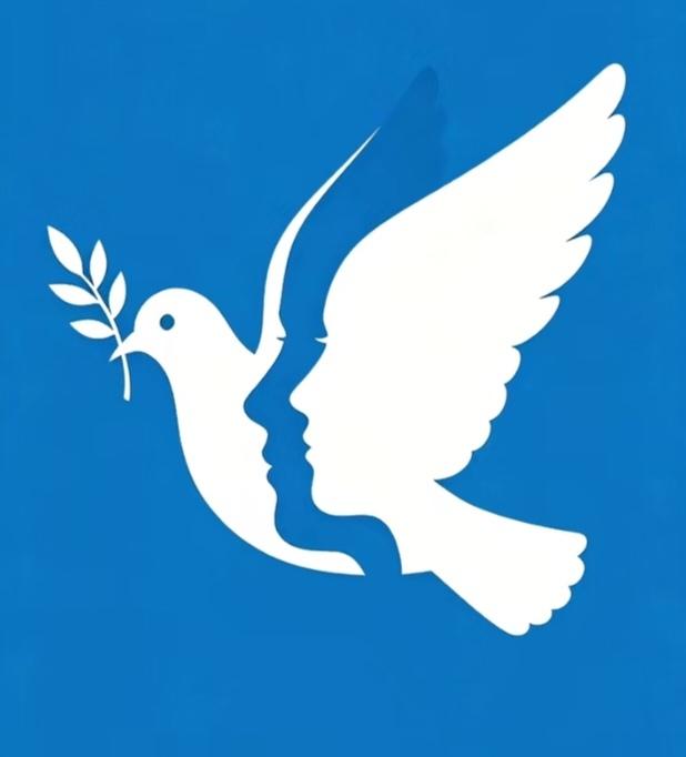 〔欣赏图片〕图中画面真有趣；两种颜色两幅画；白色就是小鸽子；蓝色图案等你