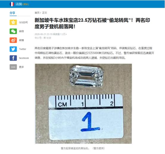 2026年6月19日中午，新加坡水车路的DianocheDiamonds珠宝店