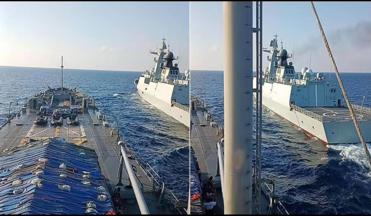 中菲海军5至8米近距离接触，狭路相逢勇者胜！菲海军发言人特立尼