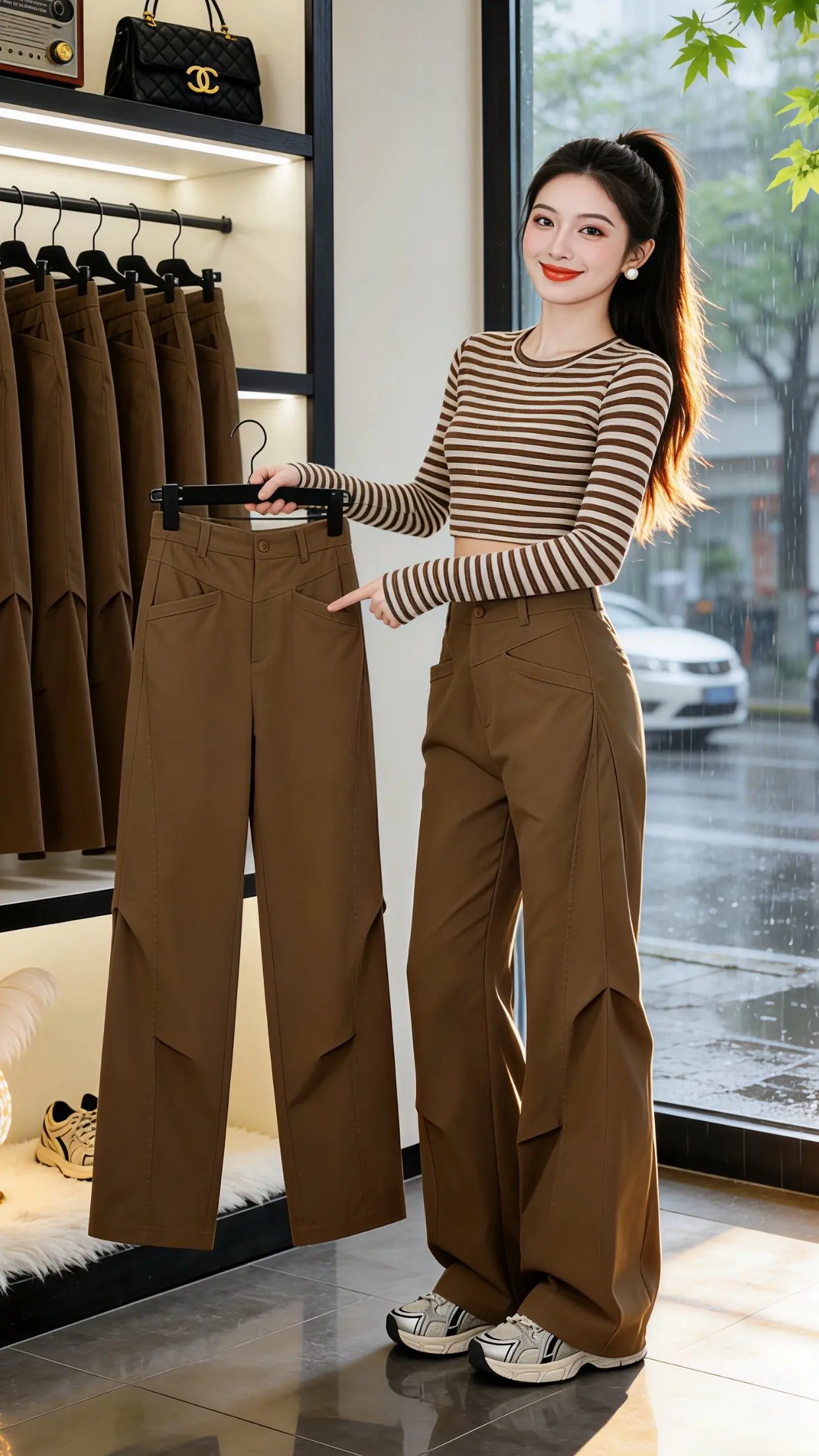 显瘦显高显腿长裤子 百搭神裤人手一条 ins工装裤港风 高腰显瘦工装裤...