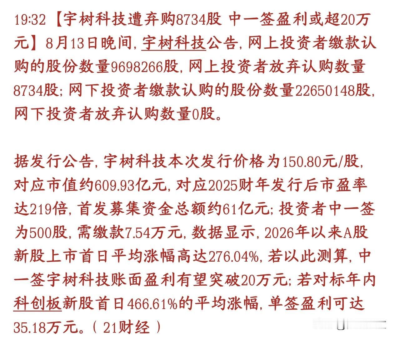 宇树科技都有人弃购，二手黄牛都已经溢价一倍以上收购宇树科技完成新股申购缴款：网