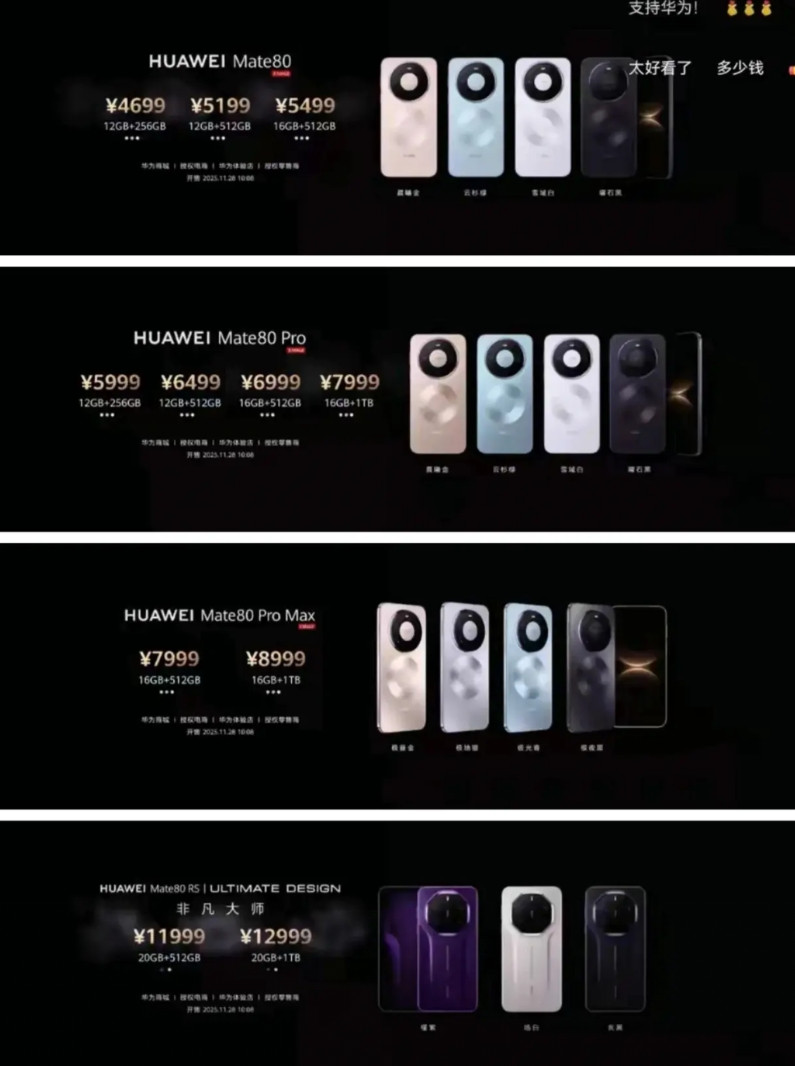 为什么“内存涨价”没有影响到苹果和华为？看看这两家厂商的定价：华为Mate80