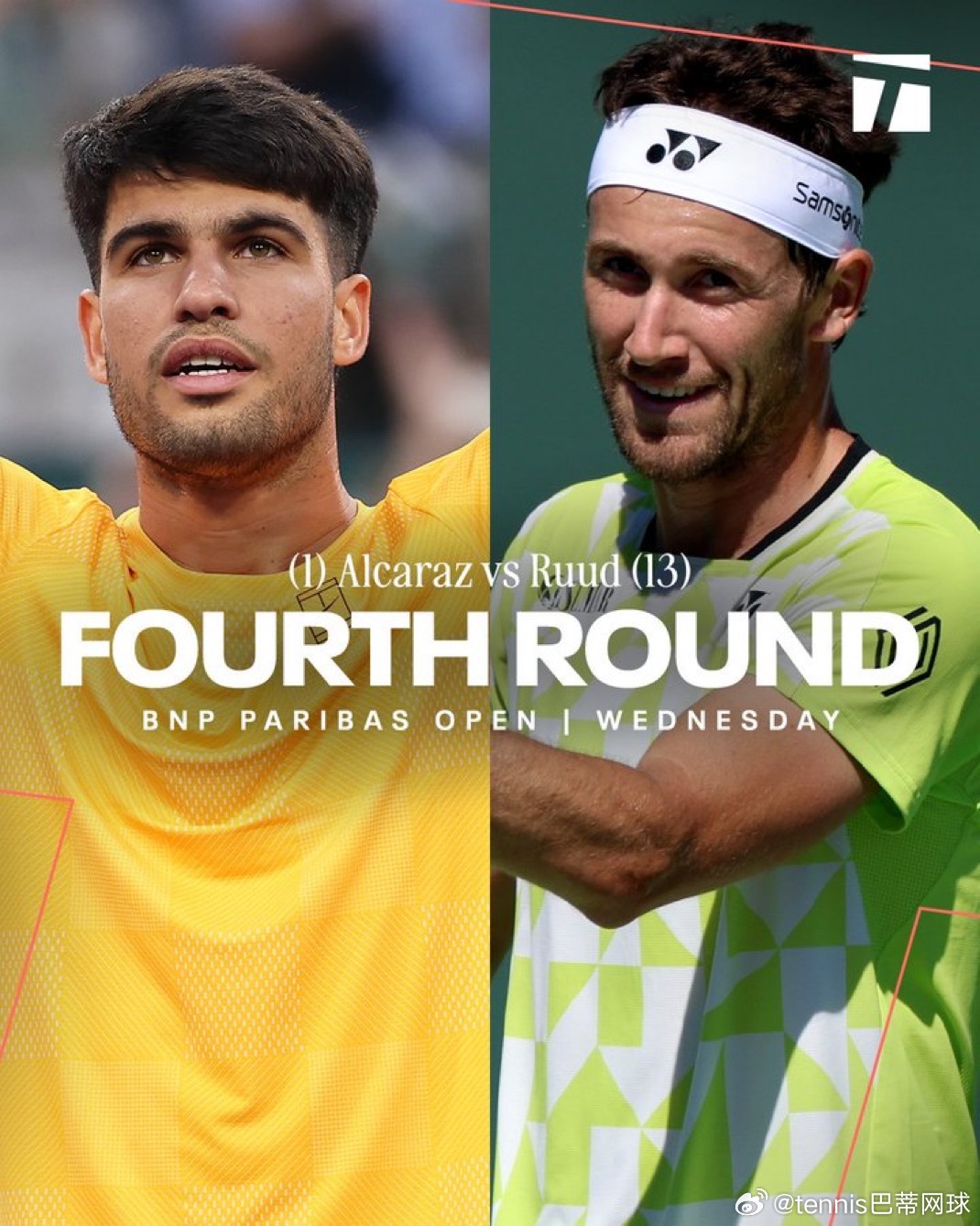 印第安维尔斯明日赛程莱巴金娜阿尔卡拉斯德约科维奇等出战1号球场不早于明天