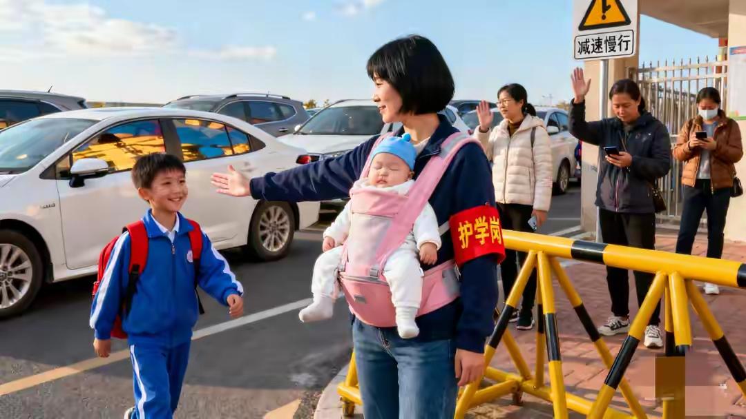 “家长站岗”冲上热搜：学校把安全责任外包给爸妈，到底是谁在偷懒？1️⃣