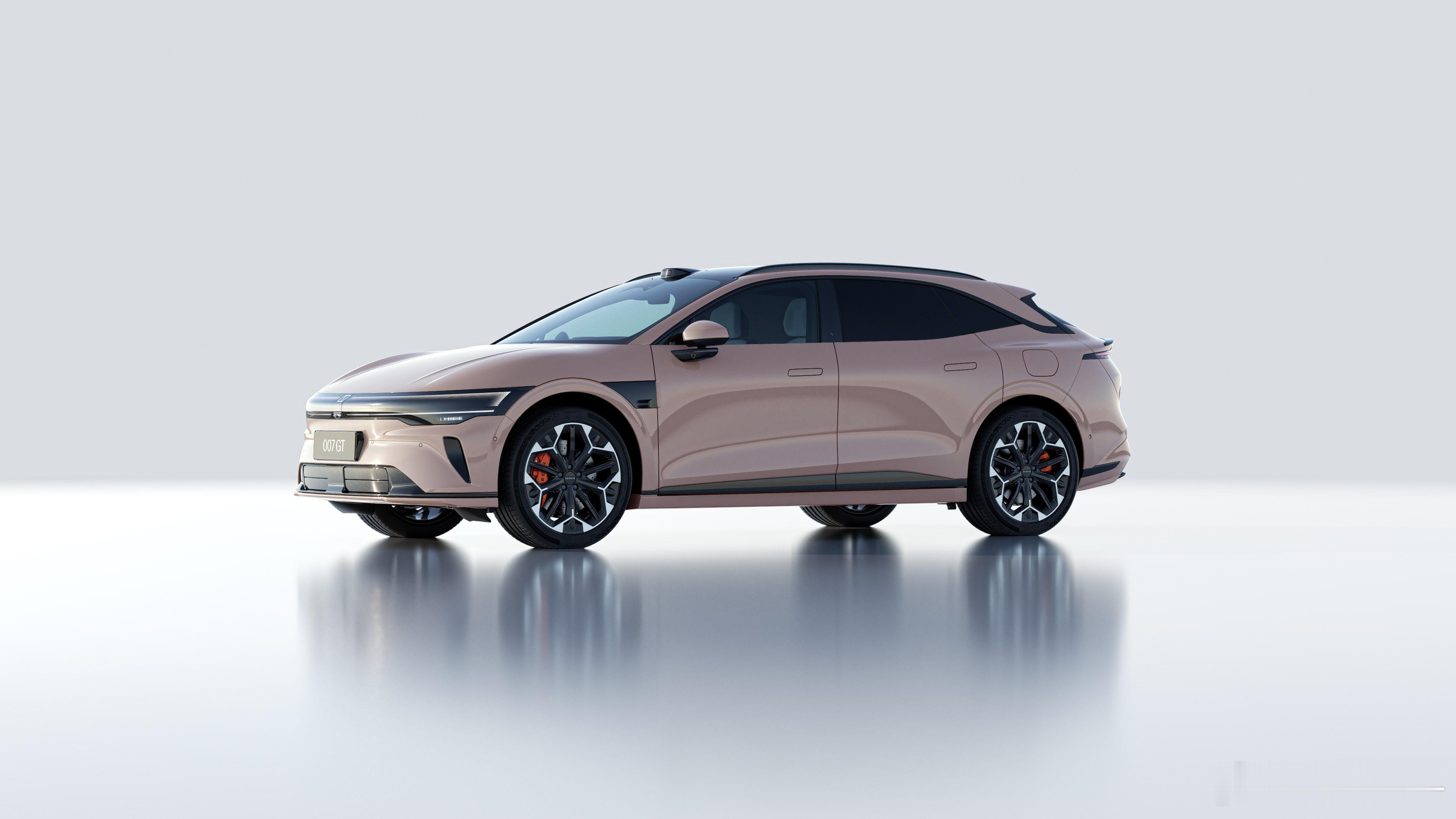 极氪007GT今天发布了新的外观配色：云雾粉，正式凑齐了九宫格。云雾粉图1暗夜