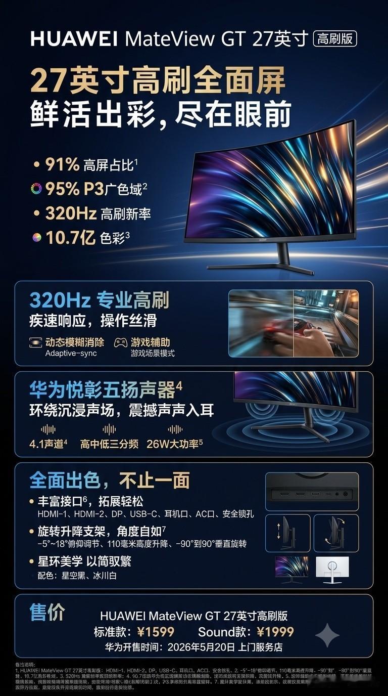这款HUAWEIMateViewGT27英寸高刷版，整体定位其实很明确：