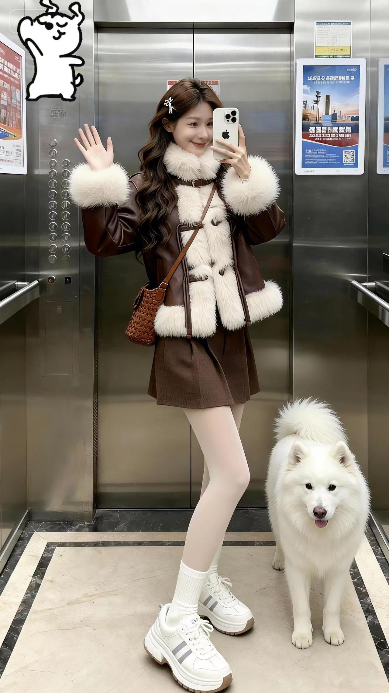 这个冬天要穿得茸里茸气小个子穿搭今天穿什么电梯拍照这也太好看了