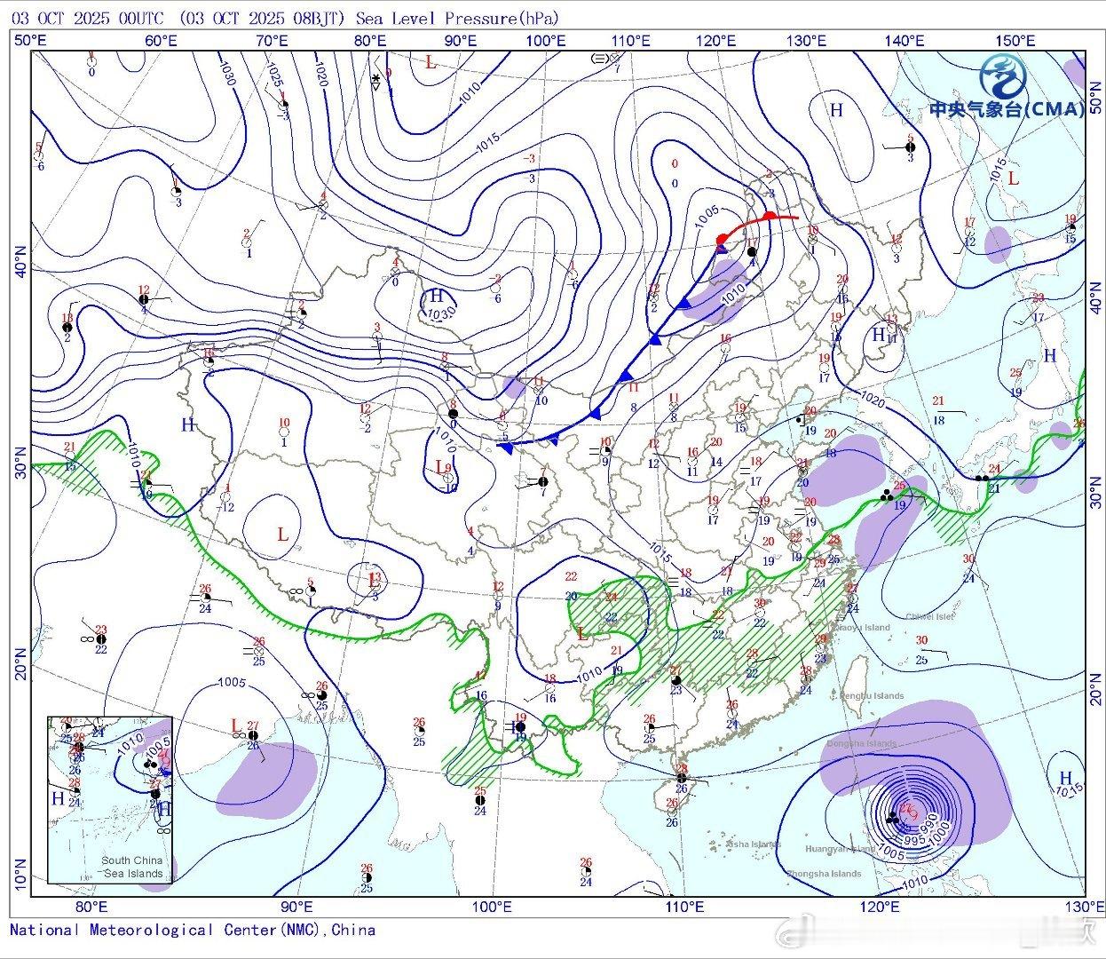 【冷空气——北方气温冷暖反转】从今晨天气实况图看，冷空气前锋（图1蓝色锯齿线）推